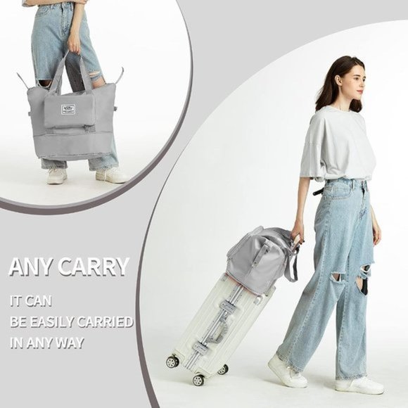 Women Waterproof Fold-able and Expandable‎ Weekender Travel Duffed Tote Bag - Picture 7 of 7